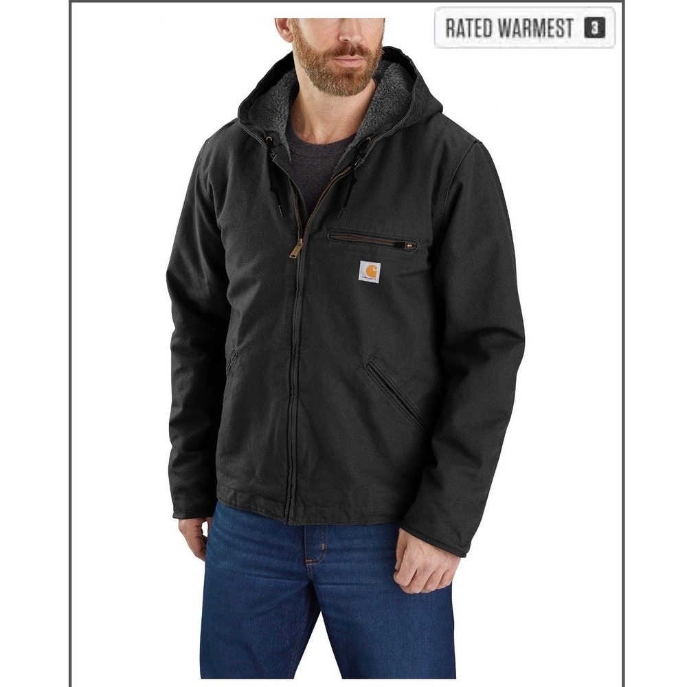 Carhartt Jacket Mens 2XL Black 104392-BLK Super Dux Sherpa Lined Hooded Workwear